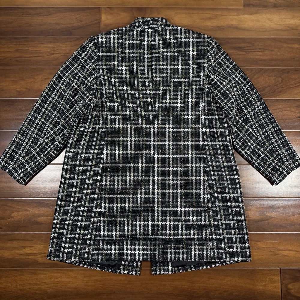 Calvin Klein Women's Size 18 W Black White Tweed Open Front Blazer Jacket - Picture 7 of 12